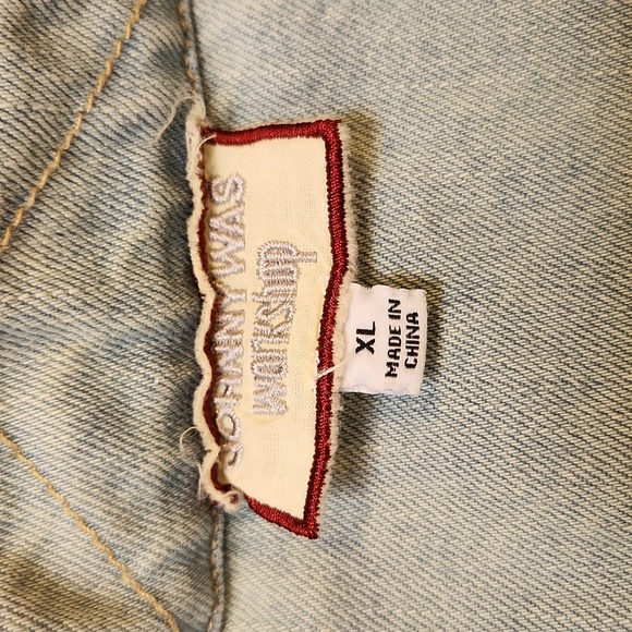 Johnny Was Denim Jean Jacket Oversized Shirt Embroidered Button Front XL Vintage - Picture 3 of 11